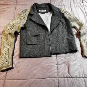 Anthropologie aldomartins Gray and Cream Knit sweater XS